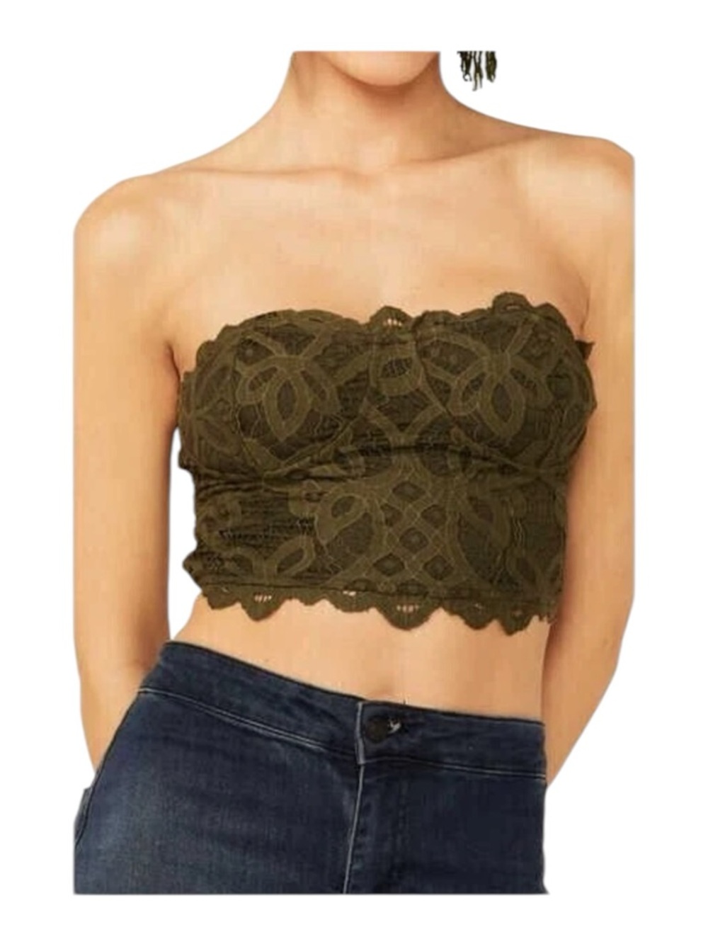 Free People Adella Corset Bralette Olive Green Small